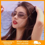(HENGHA) Curved Rimless UV400 Sunglasses for Men and Women UV Protection Sunglasses