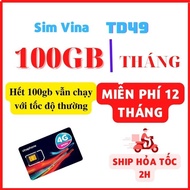 [ CHỈ 2K/Ngày ] SIM VINA GÓI CƯỚC TD49 - SIM 4G TRỌN GÓI 1 NĂM BAO SÀI MẠNG CẢ NĂM - BẢO HÀNH 1 ĐỔI 