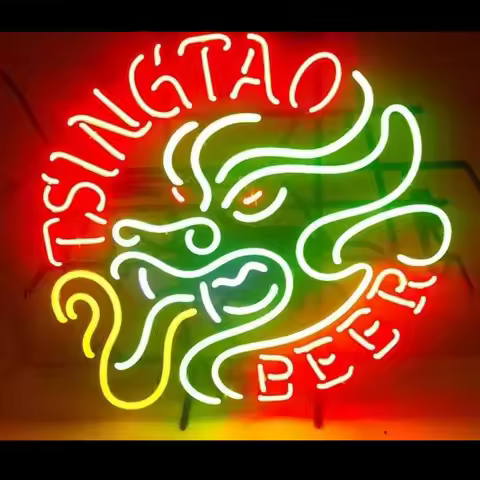 Custom Tsingtao Dragon Beer Glass Neon Light Sign Beer Bar