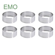 6Pcs 5/6/7/8cm Stainless Steel Round Baking Mold Set Quiche Ring Tart Pan Pie Tart Ring With Hole Ta