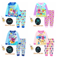 [SG SELLER] Kids Baby Glow in the dark long sleeve cuddle me caluby pyjamas sleepwear girls boys baby shark bebefinn