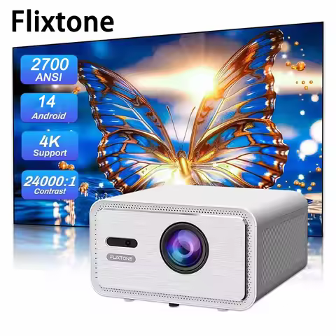 Flixtone D9W Mini Pro Projector 2700 ANSI full hd 1080P 4k Projectors for Movies Beam Android 14 Sma