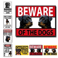 Rottweiler Beware of the Dog Metal Sign  Security Warning Guard Dog Outdoor Yard Sign