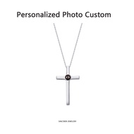 [Sincerer] S925 Sterling Silver Necklace Photo Projection Cross Pendant Necklace Custom Photo Neckla