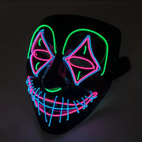 LED Killer Mask Halloween Dance Scary Theme Party Cosplay Costume Props LED Double Star Eyes Mask Gl