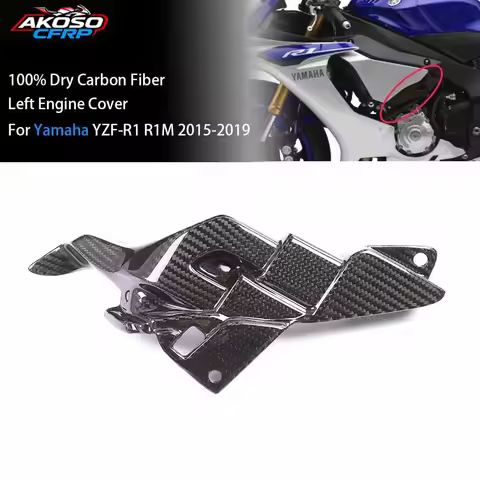 For Yamaha YZF-R1 R1M 2015-2019 Fairing Motorcycle Accessories 100% 3K Dry Carbon Fiber Left Engine 