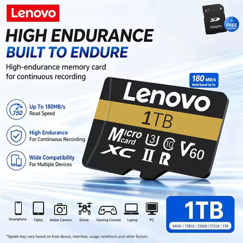 Lenovo High Speed TF Card 256GB 512GB Class10 UHS-I MicroSDXC 1TB 128GB Memory Card For DJI Drone Go