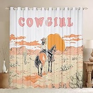 Erosebridal Western Cowgirl Curtains & Drapes,Wild West Horse Window Curtains for Girls Women,Sunset