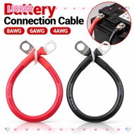 LIORA‌A 1Pcs Battery Connection Wire, 4AWG 6AWG 8AWG Tinned Copper Battery Connection Cable, M8 M10 