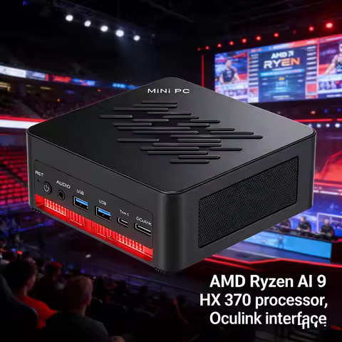 Cyberpunk Gaming Mini PC Oculink AMD Ryzen AI 9 HX 370 R7 8845HS USB4.0 2x2.5G LAN 2xPCIe4.0 Windows