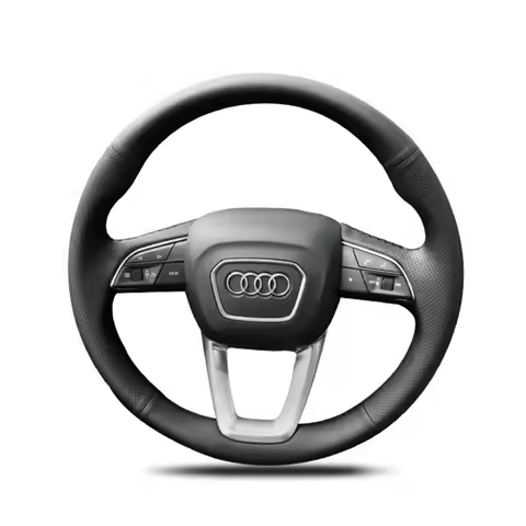 DIY Black Faux Leather Steering Wheel Cover For Audi A4 (B9) Avant Allroad Q3 Q5 SQ5 Q7 SQ7 Q8 SQ8 F
