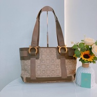 MS0843	Salvatore Ferragamo 菲拉格慕帆布兩用包包 Gancini Shoulder Bag Canvas Beige x GHW