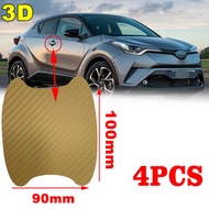 4pcs 3D Carbon Fiber Gold Style Car Door Bowl Protector Paper Door Handle Protective Film Door Bowl 