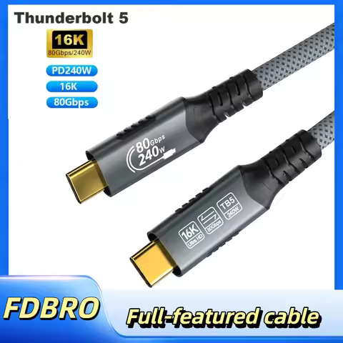 16K Thunderbolt 5 Cable 80Gbps Ultra High Speed USB-C to USB 4.0 Full-Featured Cable For MacBook Pro