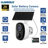 Solar CCTV wireless IP Camera Indoor Outdoor Wifi HD 2K Resolution Home Security  Surveillance Video