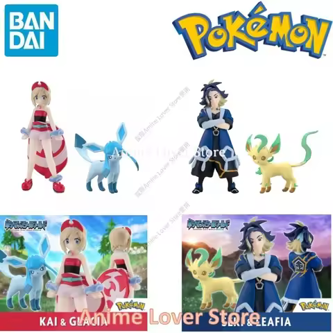 Bandai Original Scale World POKEMON Hisui Region Irida Glaceon Adaman Leafeon Anime Figures Toys for