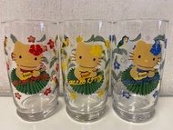 2002 Sanrio Hello kitty 夏威夷草裙舞造型 玻璃杯 水杯  glass