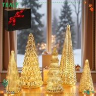 TEALY Set of 5 Mercury Glass Christmas Trees, With Light Creative Illuminated Mercury Glass Trees, D