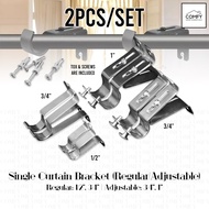 (2PCS/SET) 1 Pair Single Curtain Rod Holder Bracket For Drapery 1/2" 3/4" 1" (Adjustable/Regular)