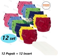 BAYIe -  12 Pcs (1 lusin) Popok / Celana Bayi Kain Cuci Ulang / Diapers / Celana Lampin / Clodi Mura