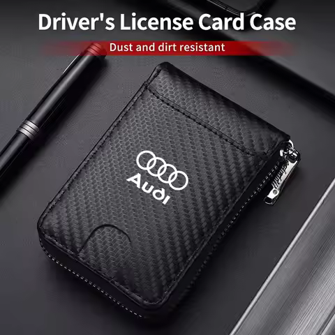 Car Logo Anti-theft Brush RFID Card Case Carbon Fiber Bank Card Wallet Coin Purse For Audi A1 A3 A4 