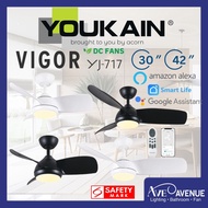 YOUKAIN by Acorn Vigor YJ-717 Smart WiFi DC Motor Ceiling Fan 30/42 Inch Remote n LED Dimmable