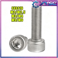 316 Stainless Steel DIN912 Hex Socket Cap Allen Screw Shiny Surface Fastener M2‑M6 L4‑150mm Skru Bau