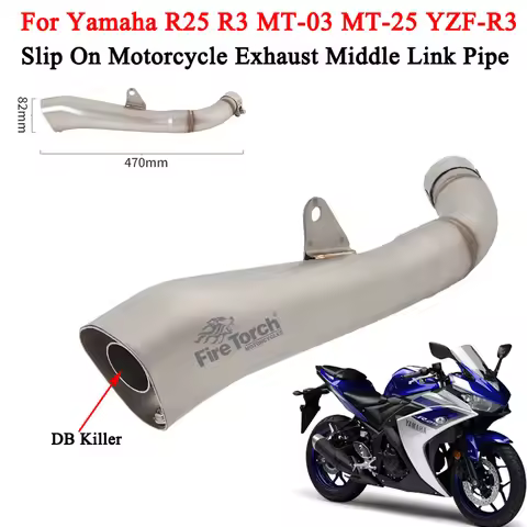 Slip On For Yamaha R25 R3 YZF-R25 YZF-R3 MT-03 MT-25 Motorcycle Exhaust Escape Modified Middle Link 