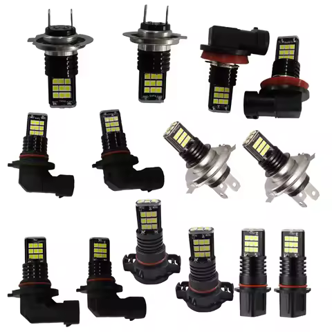 2pcs 12V-24V 6000K White LED Fog Light Bulbs Daytime Running Lights H8/H9/H11,H4/9003,H7,9005/HB3,90