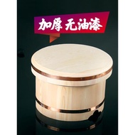 日式帶蓋拌飯桶商用保溫壽司米飯銅邊木桶刺身豪華木制料理拌飯盆