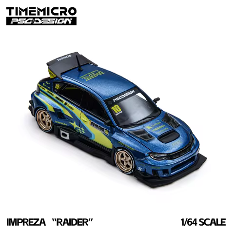 TimeMicro 1:64 Blue Yellow Rally Sports Car Diecast Alloy Model Racing Livery Mini Vehicle For Hobby