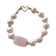 天然粉晶巴洛克珍珠手鍊