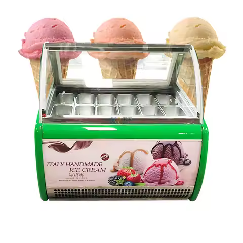 12 Pan Commercial Gelato Ice Cream Display Ice Popscile Showcase Instury Display Freezer