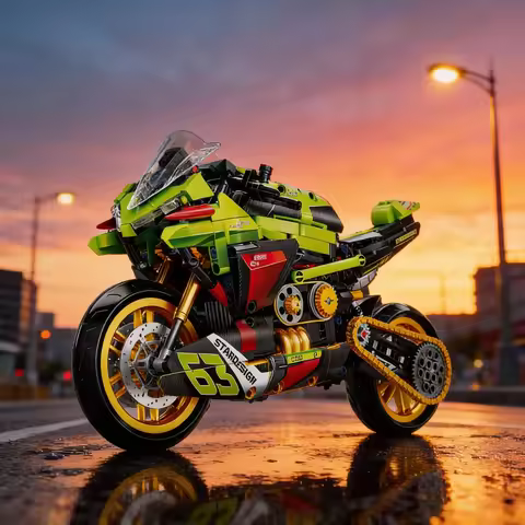 High-Tech 1:8 Scale Motorcycle Building Blocks City Motorbike Locomotive Modular Bricks Model Toys F