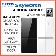 [SABAH ONLY] SKYWORTH INVERTER 4 DOOR FRIDGE 600L/463L SRM-476WPE FBI SERIES FLAT BUILT-IN FRIDGE PE