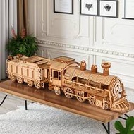 3D Wooden Train Engine Building Blocks, DIY Wooden Toy Assembly Model, Creative Decor, Woodworking C