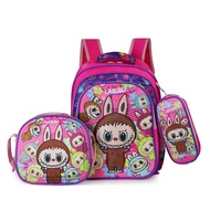 I know 16-Inch 3-Piece Set Large Capacity 3D Hard Shell labubu Childrens School Bag - Multiple Patte