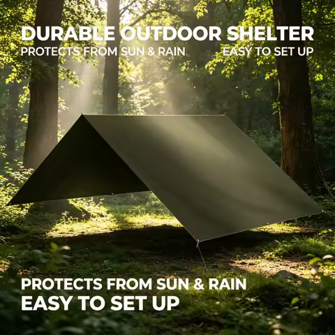 [3x3m/3x4m] Waterproof Outdoor Camping Tarp Lightweight UV Protection Shelter Rain Fly Sunshade Awni