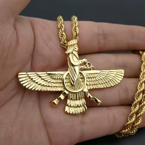 Fashion Creative Personality Trend Punk Ahura Mazda Fire of Truth Zoroa Amulet Necklace Jewelry Acce