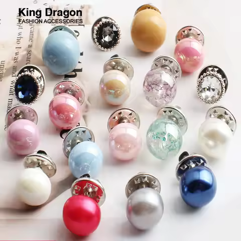 10PCS Rhinestone Pearl Detachable Buttons Set 10MM-12MM for Shirt Coat Cardigan Sweater New Arrival 