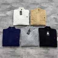 外國預訂 5色選 polo Ralph Lauren刺繡logo  麻花針織 皮拉鏈 長袖外套