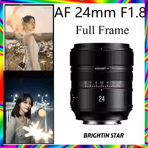 Brightin Star AF 24mm F1.8 Full Frame AF Autofocus Wide Angle Microless Camera Lens for Sony A7 III 