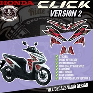 Honda Click Version 2 Full Decals Sticker Vario Design / Click V2 Sticker