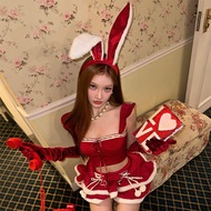 Christmas cos Bunny Girl Headband Cute Pure Desire Bunny Ear Headband Female Red Plush Headwear Bunn