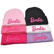 Barbie Knitted Hat Cute Barbie Pink English Letter Embroidery Ski Hat Wool Hat Men Women Knitted Hat