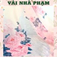 VẢI TƠ ORGANZA HOA CHÂN HOẠ TIẾT HOA MẪU ĐƠN NỀN HỒNG NHẠT - KHỔ 1.5M - VẢI NHÀ PHẠM
