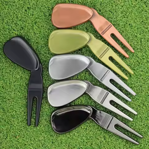Golf Divot Repair Tool Zinc Alloy Pitch Cleaner Golf Pitchfork Training Pitch Mark Repair Tool Ball