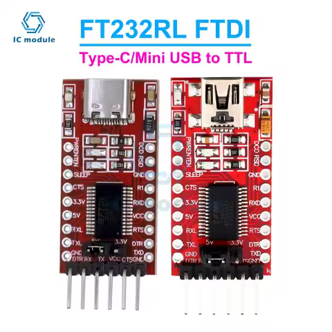 FT232RL FTDI Type-C to TTL Serial Converter Adapter Module 3.3V 5.5V FT232R Breakout Mini USB to TTL