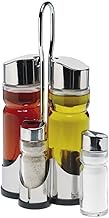 LS Kitchen - Glass Oil and Vinegar Set - Cruet Set Salt and Pepper Shakers & Oil and Vinegar Bottles