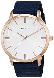 Guess Silver Dial Blue Fabric Strap Men s Watch W0795G1